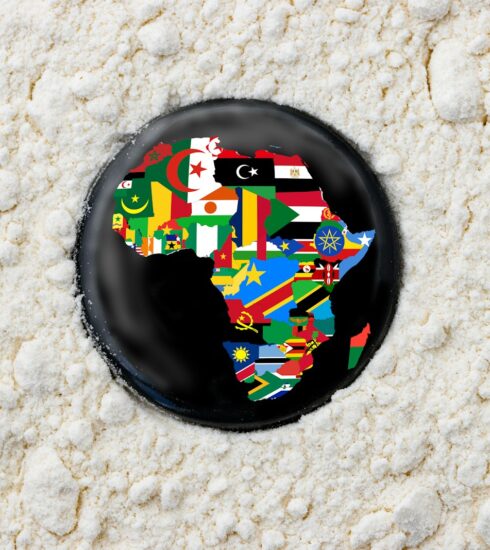 a black and red ball on a rocky surface