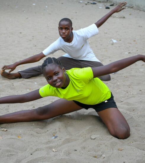 a man and woman posing for a picture